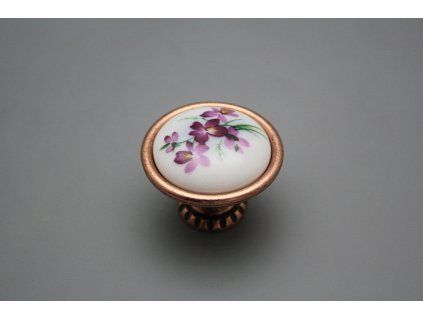 Rustikální úchytka Bohemia 40mm Viola s mašlí CU č. 1