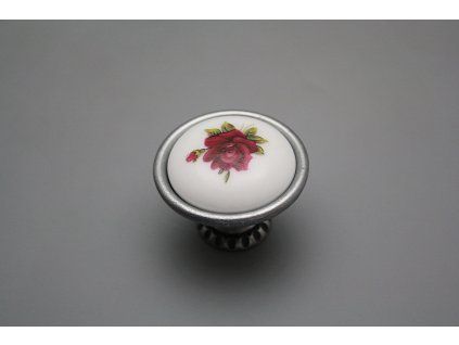Rustikální úchytka Bohemia 40mm Růže Elizabeth červená FV č. 1