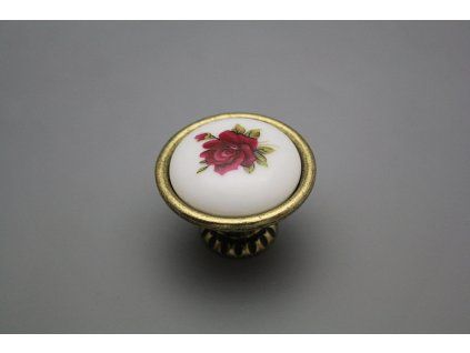 Rustikální úchytka Bohemia 40mm Růže Elizabeth červená č. 1