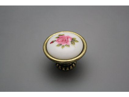Rustikální úchytka Bohemia 40mm Růže Elizabeth růžová č. 1