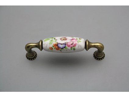 Rustikální úchytka Bohemia 96mm Míšeňská kytice č. 1