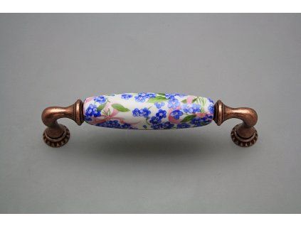 Rustikální úchytka Bohemia 128mm Pomněnky Chintz CU č. 1