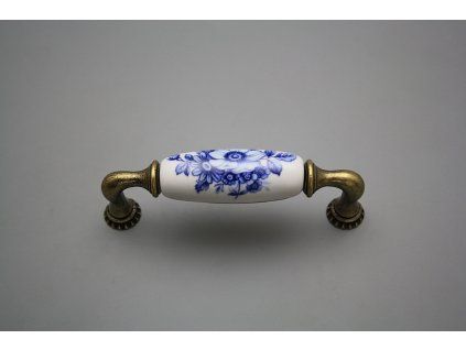 Rustikální úchytka Bohemia 96mm Blue Floral č. 1