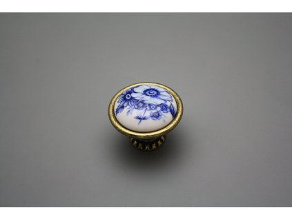 Rustikální úchytka Bohemia 40mm Blue Floral č. 1