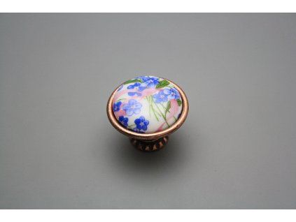 Rustikální úchytka Bohemia 35mm Pomněnky Chintz CU č. 1