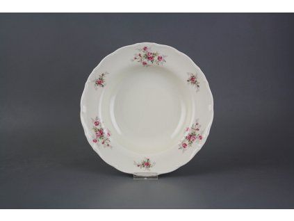 Talíř hluboký 23cm Ofélie IVORY Růžičky růžové S/M ABB č. 1