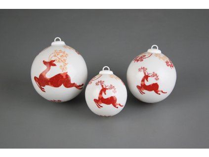 Vánoční koule VELKÁ Reindeers Red BB č. 1